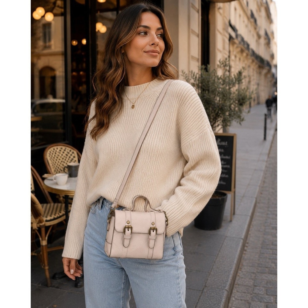 Anthropologie Crossbody Satchel Bag Blush Pink Faux‎ Leather Mini Messenger